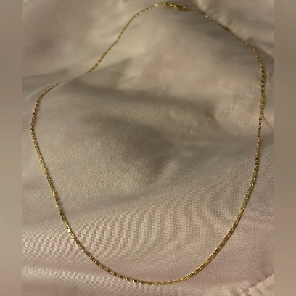 Stamped 18K Gold Plated Thin Box Chain Necklace NWT - Picture 3 of 4